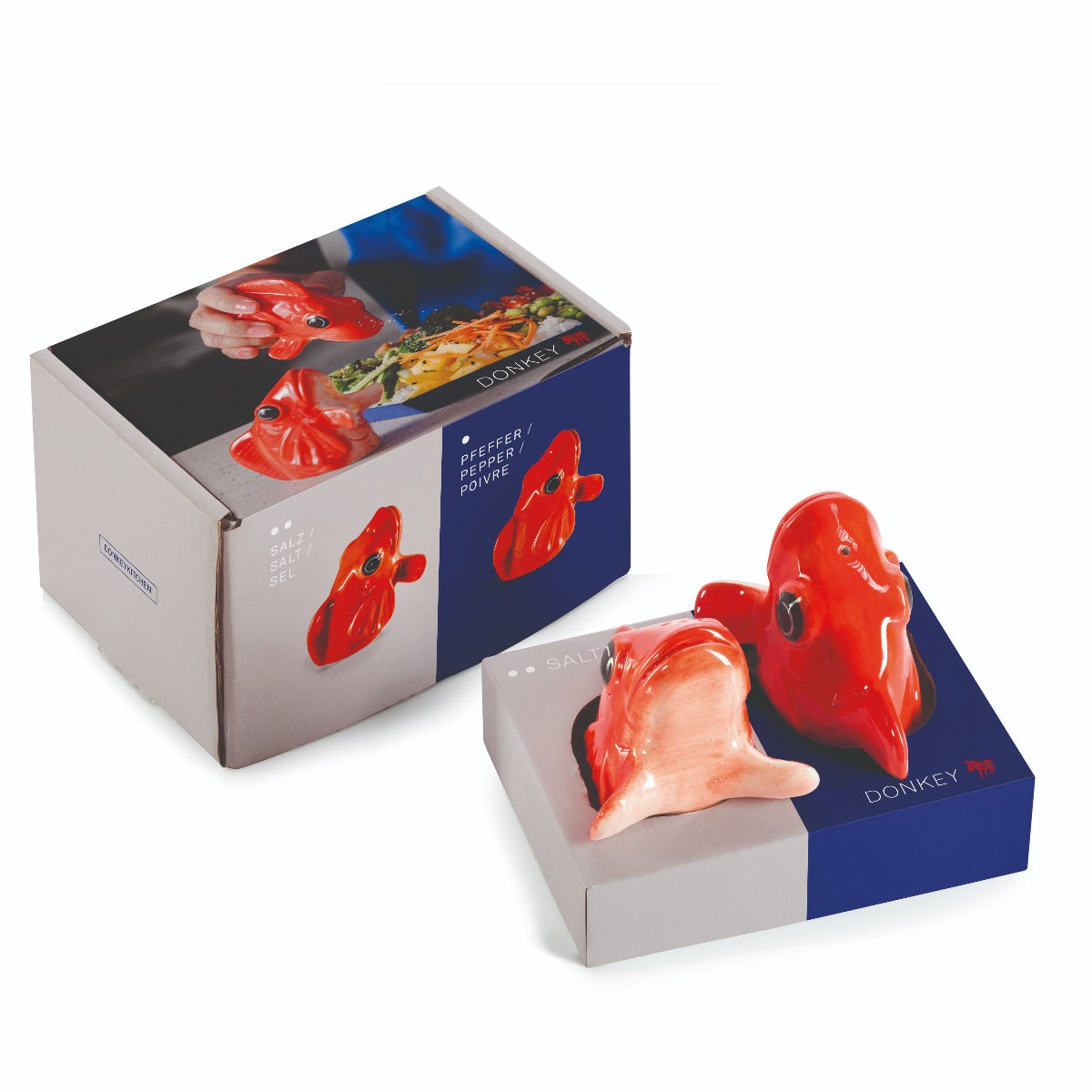 Donkey Salt- og peber dispenser, fishes for dishes - rød - Bahne